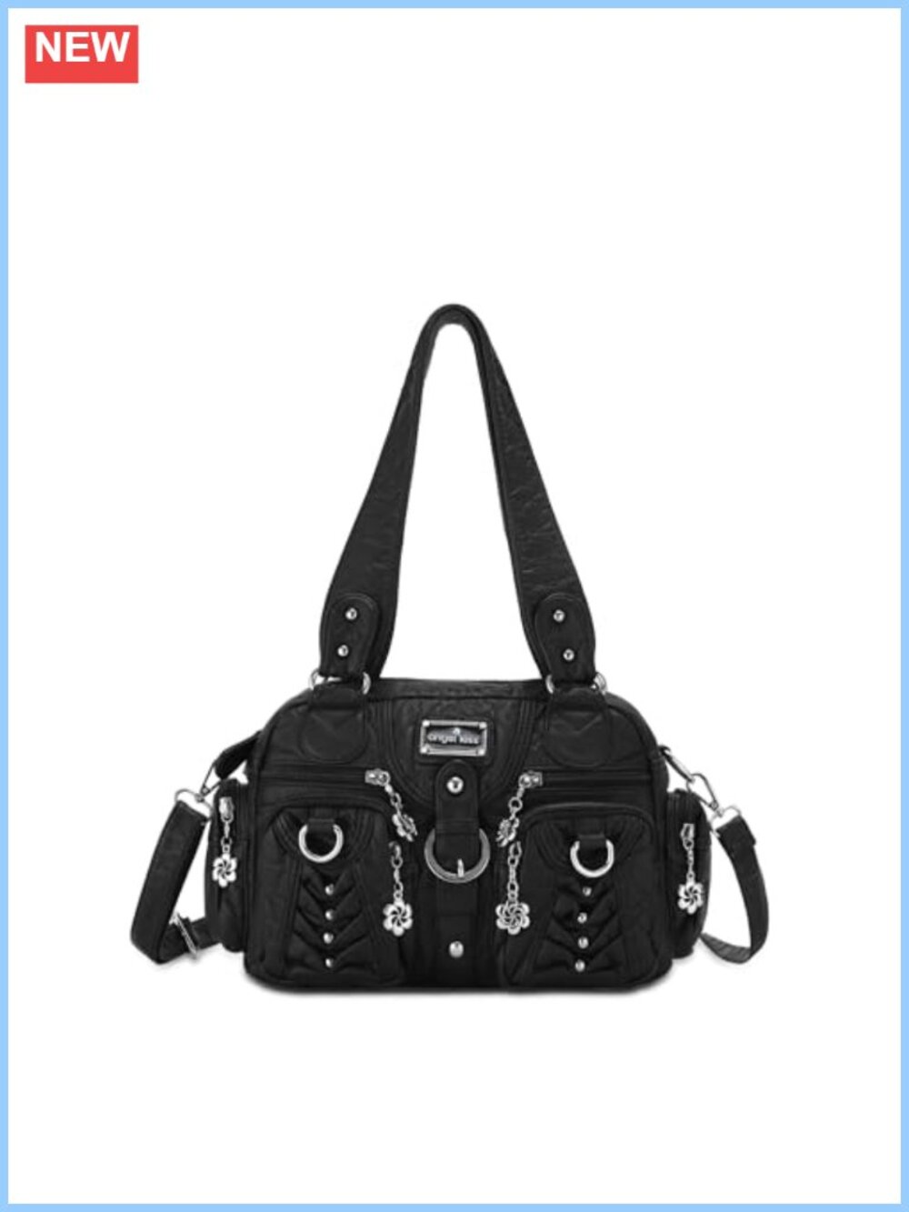 Soft Vegan Leather Hobo Crossbody Shoulder Bag Multipocket Purse